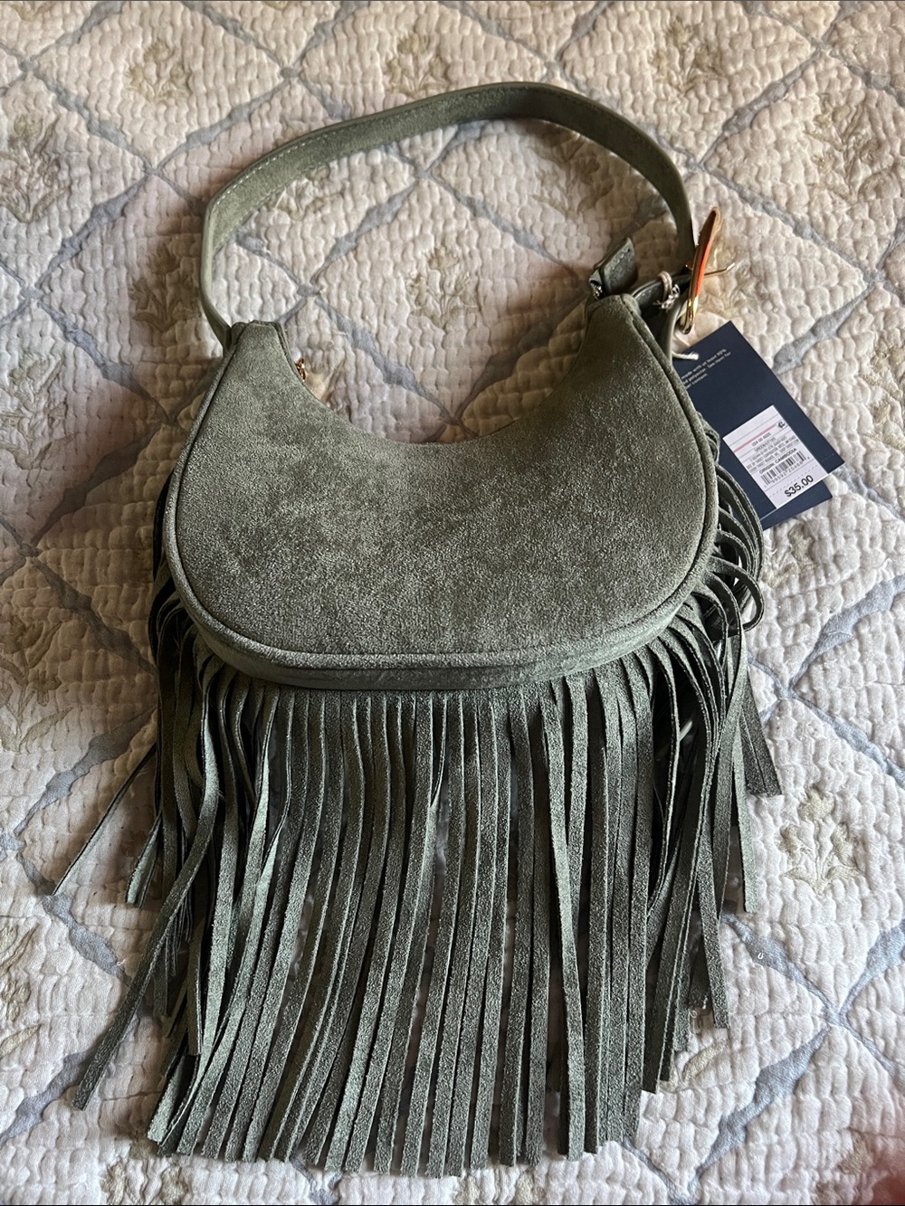 Universal Thread Olive Green Suede Fringe Shoulder Bag